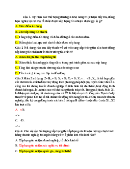 Câu hỏi ôn thi trắc nghiệm ôn tập môn Xếp hạng tín nhiệm có đáp án