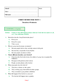 Bộ đề thi học kỳ 1 Tiếng Anh 8 Global success có đáp án