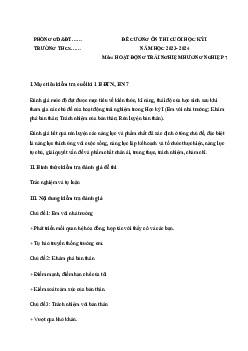 Đề cương ôn tập học kì 1 môn Hoạt động trải nghiệm hướng nghiệp 7 sách Kết nối tri thức với cuộc sống