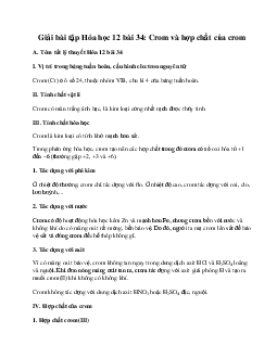 Giải bài tập Hóa 12 bài 34: Crom và hợp chất của crom