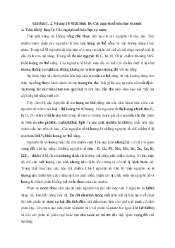 Giải bài tập trang 18 SGK Sinh học lớp 10: Các nguyên tố hóa học và nước