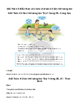 Giải Toán lớp 4 Bài 10: Biểu thức có chứa chữ | Chân Trời Sang Tạo