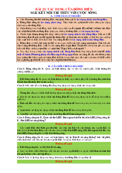 Chuyên đề KHTN 8 Kết nối tri thức bài 23 Tác dụng của dòng điện