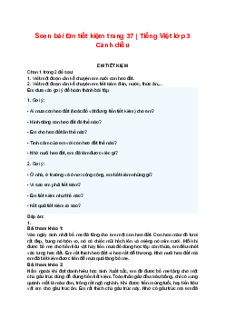 Soạn bài Em tiết kiệm trang 37 | Tiếng Việt lớp 3 Cánh diều