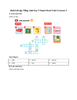 Sách bài tập Tiếng Anh lớp 3 Smart Start Unit 4 Lesson 3