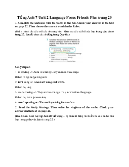 Tiếng Anh 7 Unit 2 Language Focus Friends Plus trang 23