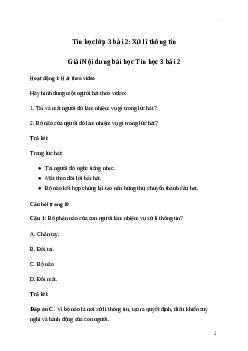 Giải Tin học lớp 3 Bài 2: Xử lí thông tin | Kết nối tri thức