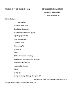 Đề thi HSG năm 2019 môn Ngữ Văn 10 - Trường THPT Lê Quý Đôn