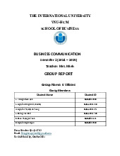 Group 6 Report: Mastering Business Communication Techniques | Môn Business Communication - Trường Đại học Quốc tế, Đại học Quốc gia Thành phố Hồ Chí Minh
