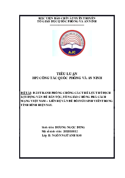 Tiểu luận ''Đấu tranh phòng chống các thế lực thù địch lợi dụng vấn đề dân tộc, tôn giáo chống phá các mạng Việt Nam''