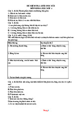 Đề Kiểm Tra Cuối Học Kỳ 1 Môn Khoa Học 4 Cánh Diều