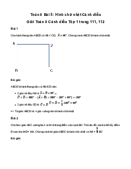 Giải Toán 8 Bài 5: Hình chữ nhật | Cánh diều