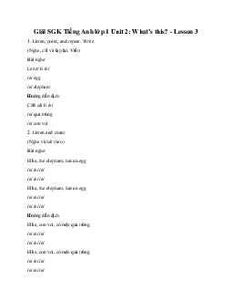Giải Tiếng Anh lớp 1 Unit 2: What’s this? - Lesson 3 SGK | Family & Friends
