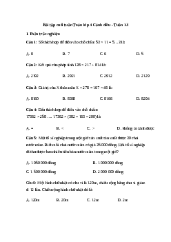 Bài tập cuối tuần Toán lớp 4 Cánh diều - Tuần 13