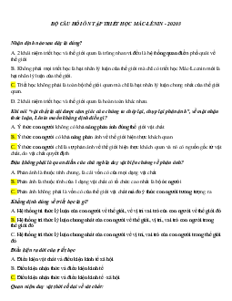 Câu hỏi trắc nghiệm ôn tập Triết học Mác-Lênin