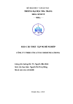 Báo cáo thực tập nghề nghiệp | Khoa kinh tế | Trường đại học Nha Trang