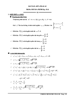 Bài toán chứa tham số trong phương trình bậc hai