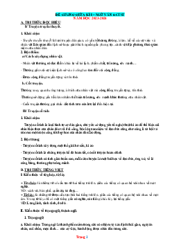 Đề cương ôn tập giữa học kỳ 1 Ngữ Văn 6 chân trời sáng tạo