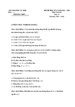 Đề thi học kì 1 môn Địa lí 11 năm 2023 - 2024 sách Chân trời sáng tạo