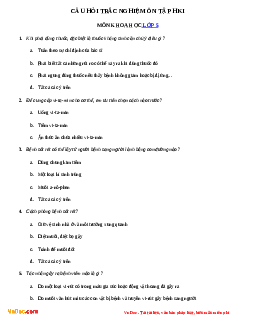 Câu hỏi trắc nghiệm ôn tập học kì 1 Khoa học lớp 5
