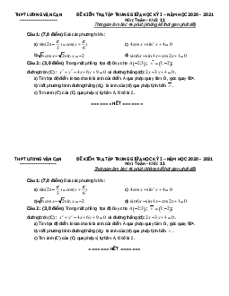 Đề kiểm tra giữa HK1 Toán 11 năm 2020 – 2021 trường THPT Lương Văn Can – TP HCM