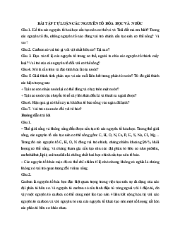 Bài tập Sinh học lớp 10: Các nguyên tố hóa học và nước