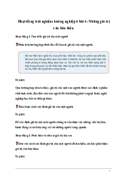 Giải Hoạt động trải nghiệm 6: Những giá trị của bản thân | Kết nối tri thức