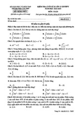 Đề kiểm tra cuối kì 2 Toán 12 năm 2024 – 2025 sở GD&ĐT Cần Thơ có đáp án