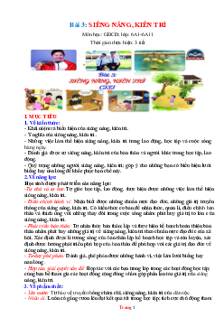 Giáo án GDCD 6 Bài 3: Siêng năng kiên trì  | Chân trời sáng tạo