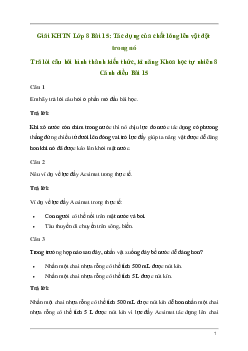 Giải KHTN 8 Bài 15: Tác dụng của chất lỏng lên vật đặt trong nó | Cánh diều