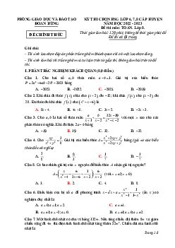 Đề HSG Toán 8 cấp huyện năm 2022 – 2023 phòng GD&ĐT Đoan Hùng – Phú Thọ