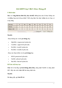 Giải KHTN 8 Bài 9: Base. Thang pH | Kết nối tri thức