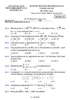 Đề thi KSCL Toán 11 lần 1 năm 2018 – 2019 trường Trần Hưng Đạo – Vĩnh Phúc