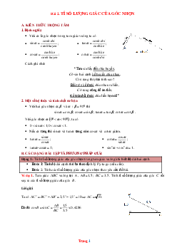 Phương pháp giải hình 9 tỉ số lượng giác của góc nhọn (có đáp án và lời giải chi tiết)