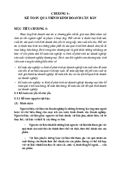 Lý thuyết Chương 5: Kế toán quá trình kinh doanh căn bản