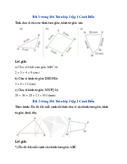 Giải SGK Toán lớp 3 trang 105, 106 Chu vi hình tam giác. Chu vi hình tứ giác | Cánh Diều