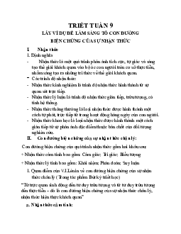 Ví dụ để làm sáng tỏ con đường Biện chứng của sự nhận thức