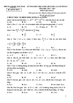 Đề thi học sinh giỏi Toán 7 năm 2023 – 2024 phòng GD&ĐT Lâm Thao – Phú Thọ