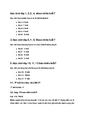 Học lớp 1, 2, 3, 4, 5, 6, 7, 8, 9, 10, 11, 12 bao nhiêu tuổi?