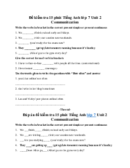 Đề kiểm tra 15 phút Tiếng Anh lớp 7 Unit 2 Communication
