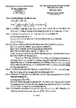 Đề tuyển sinh vào lớp 10 môn Toán năm 2021 – 2022 sở GD&ĐT Hà Tĩnh