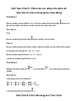 Giải Toán 6 Bài 5: Phép nhân và phép chia phân số sách Chân Trời Sáng Tạo
