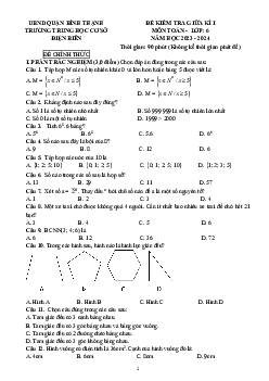 Đề giữa kì 1 Toán 6 năm 2023 – 2024 trường THCS Điện Biên – TP HCM