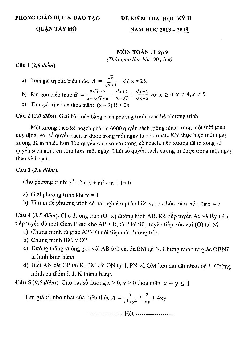 Đề kiểm tra HK2 Toán 9 năm 2018 – 2019 phòng GD&ĐT Tây Hồ – Hà Nội