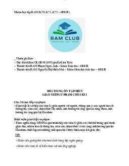 Đáp án tham khảo đề cương Giao tiếp sư phạm  kỳ 12022 2023 | Đại học Sư Phạm Hà Nội