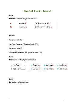 Giải Tiếng Anh lớp 4 Unit 1: Lesson 3 | Global Success