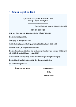 Viết đơn xin nghỉ học | Tập làm văn lớp 4