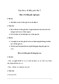 Dàn ý tả thầy giáo (5 mẫu) | Tập làm văn lớp 5