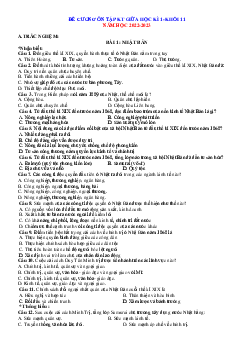 Đề cương ôn tập Lịch sử 11 giữa học kỳ 1 theo từng mức độ năm 2022-2023