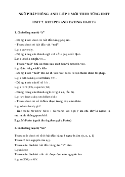 Ngữ pháp Unit 7 lớp 9 Recipes and Eating habits